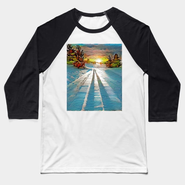 sunset Baseball T-Shirt by Flowerandteenager